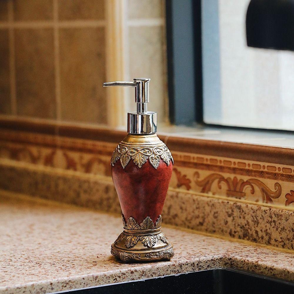 Anti-slip Liquid Hand Lotion Bottle Proof Pump Hand Soap Jar Retro Agate Soap Dispenser Kitchen