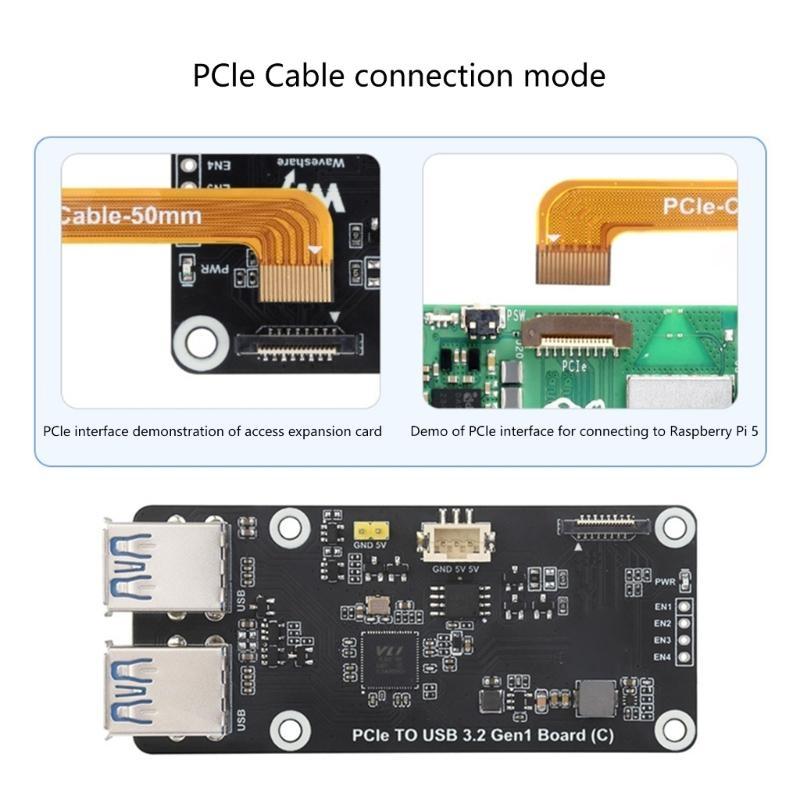 PCIe to USB3.2 Expansion Board, PCIe To 4 Port USB3.2 5Gbps Fast Speed Transfer Adapter Board Drivefree
