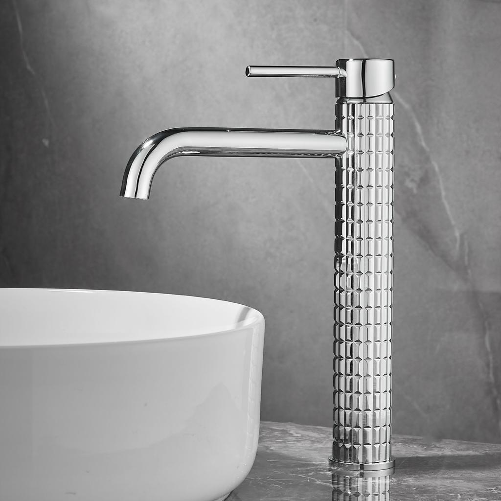 Tuqiu Brush Gold Bathroom Basin Faucets Art Carved Sink Mixer Tap Hot & Cold Deck Mounted Grey Lavatory Crane Water Tap