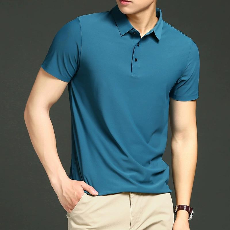 Мужская однотонная рубашка-поло в стиле business casual, летняя модная повседневная, с коротким рукавом, удобный и дышащий топ
