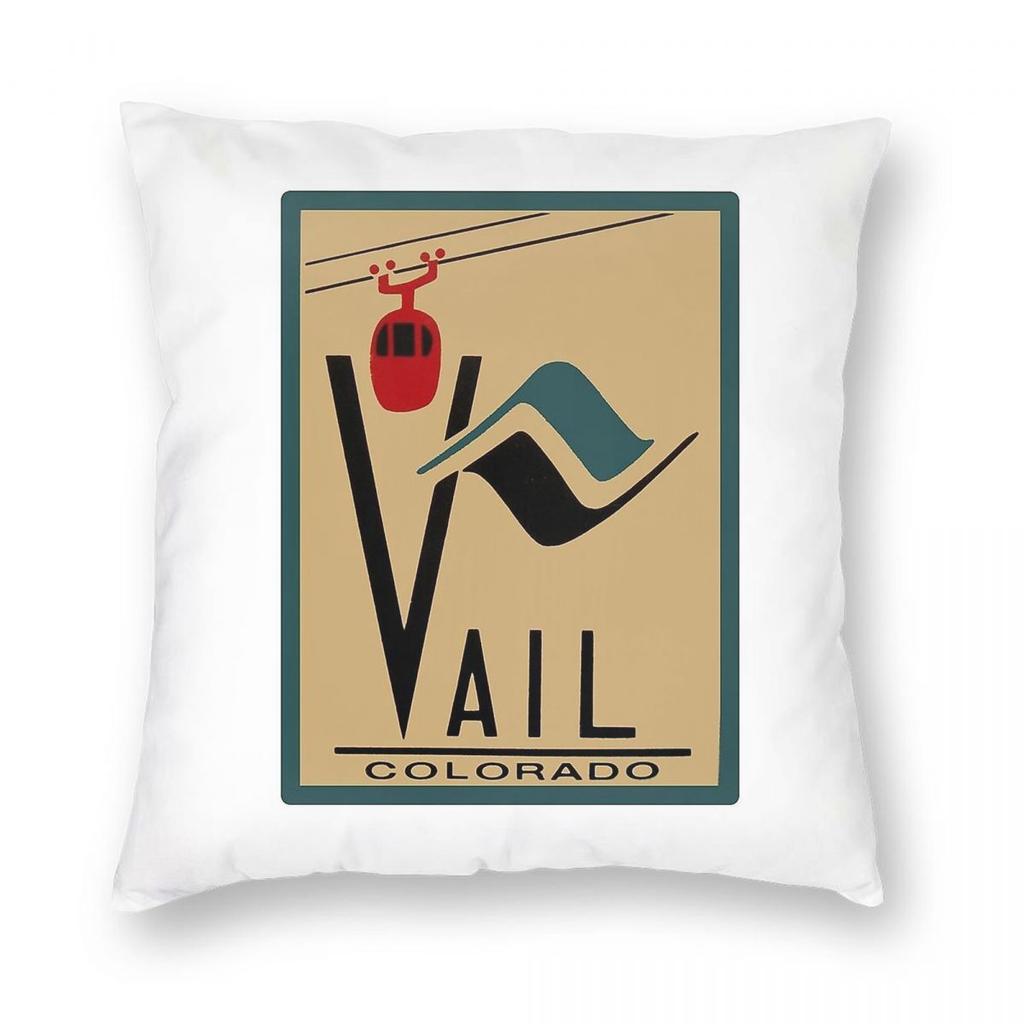Vail Colorado Vintage Travel Decal Square Pillowcase Polyester Linen Velvet Printed Throw Pillow Case Bed Cushion Cover x