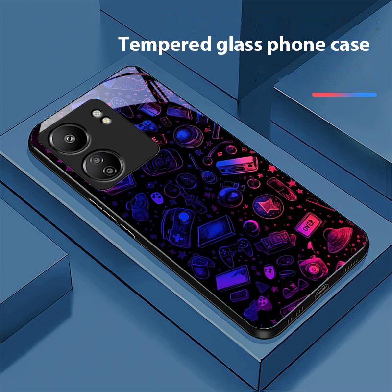 Мечтательный Космос Черный Для Xiaomi Redmi 13C Note13 12 Pro Plus 5G Note 9 13T Pro POCO X6 F5 F6 Черный Чехол для телефона из закаленного стекла