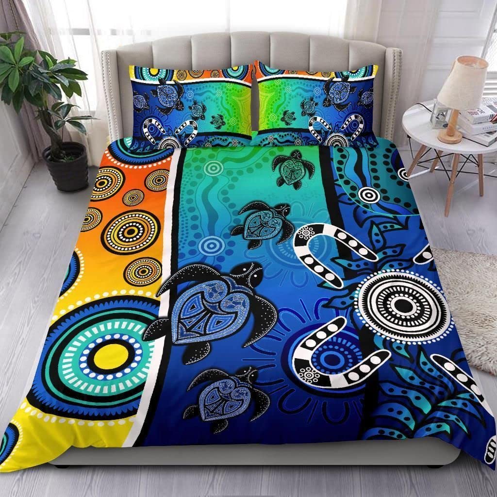 Purple Australian Original Bedding Collection Geometric Pattern Duvet Cover Microfiber Indigenous Style Comforter Cover Twin King Size