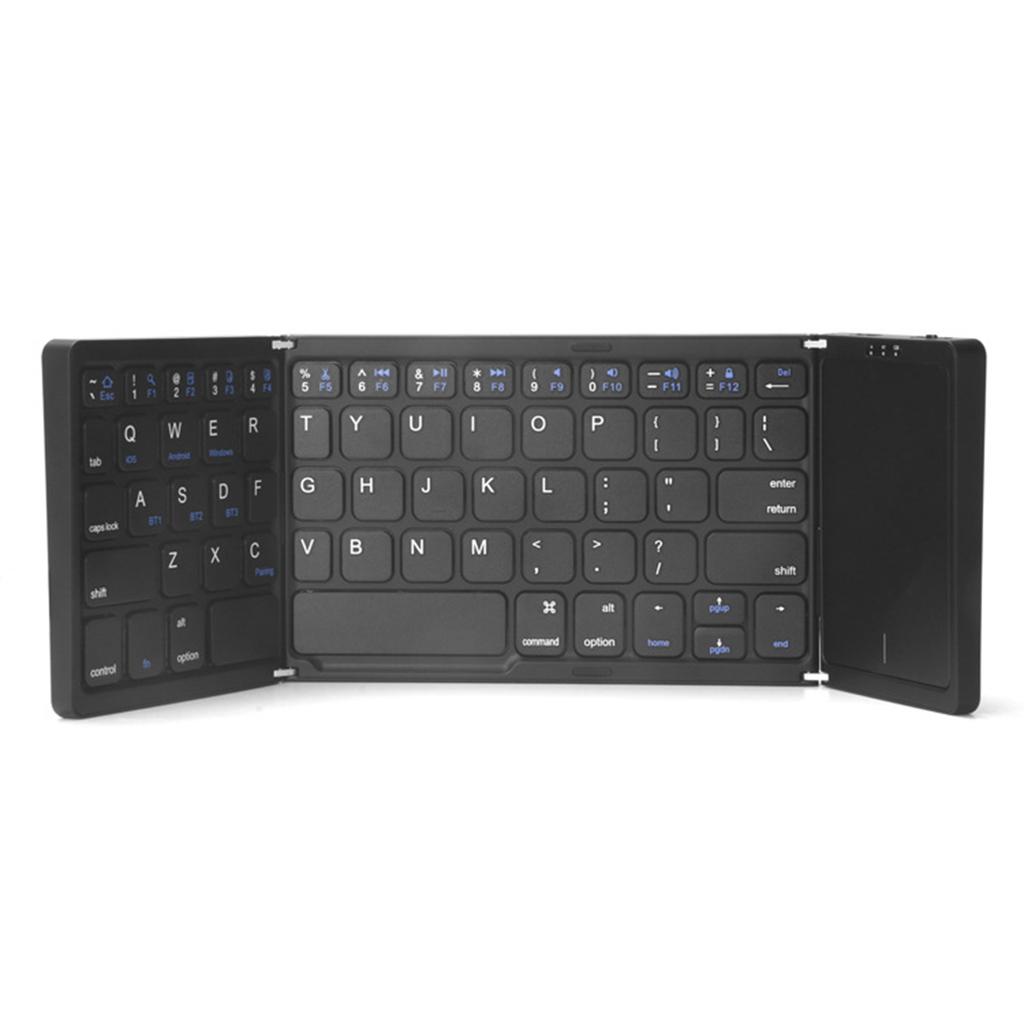 Tri-fold Wireless Bluetooth Keyboard with Touch Pad for Multiple Systems for Mobile Phones and Tablets
