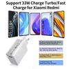 Зарядное устройство USB 33 Вт - E.F.CONNECTION - для Xiaomi Redmi Note 14 13 12 - Быстрая зарядка - Оптимальная защита - USB-A