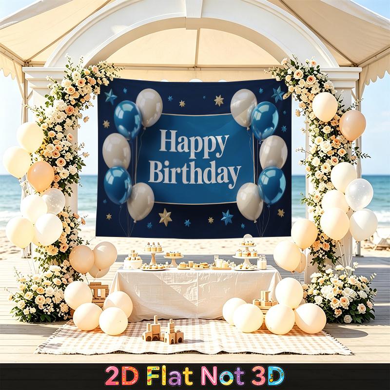 Party Backdrop Birthday Stars Balloon Blue Elegant Photo Booth Wall Decor Front Door Decor