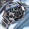 JSDUN Moon Phase Men's Automatic Watch Elegant Ceramic Strap Stainless steel Skeleton Chronograph Date TOP Brand Man Watches NEW
