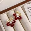 Женские красные серьги с цветочным узором Royal Goldie [серебряная игла]