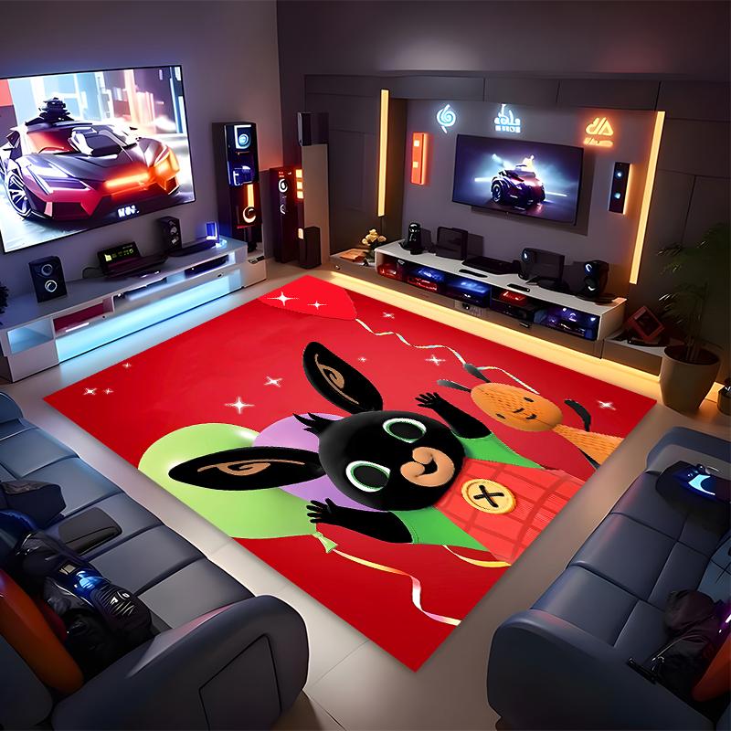 1pc Bing Print Area Rug - Soft, Washable Non-Slip Indoor Mat for Office Chairs, Living Room, Home Office Decorative Rug
