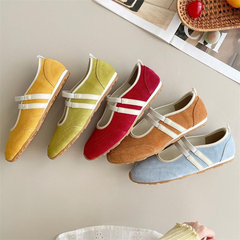 IPPEUM Балетки Квартиры Круглый Носок 2025 Новые Красные Туфли Балерины Женские