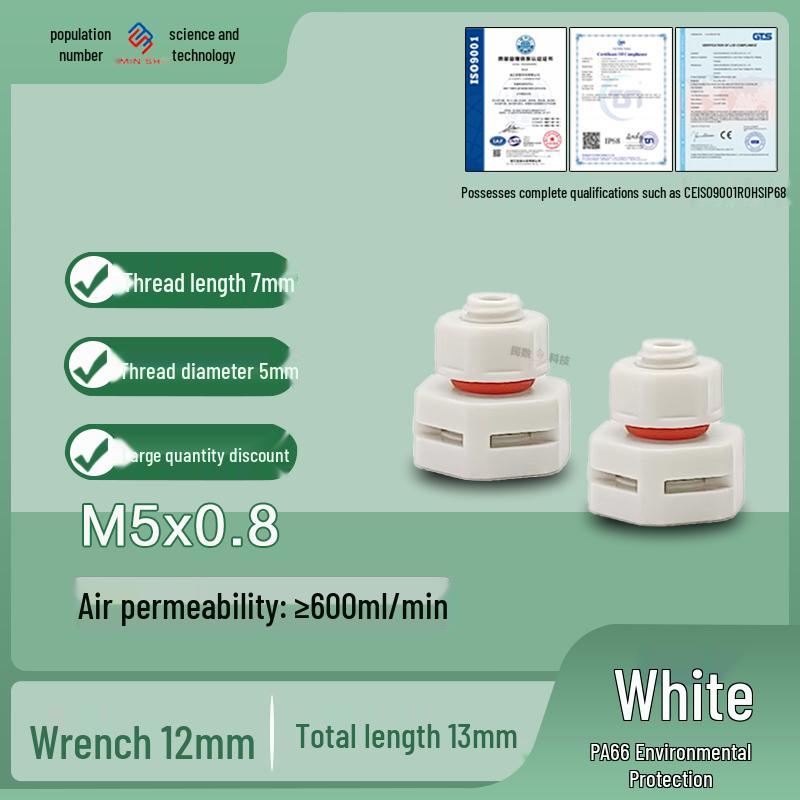 M12 Waterproof Breathable Nylon Automatic Vent and Pressure Relief Valve for Fermentation