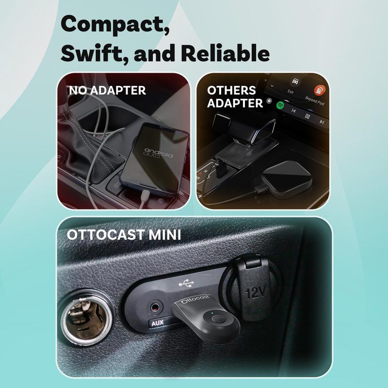 Беспроводной адаптер Ottocast CarPlay и Android Auto 2-в-1 Мини 5G Двухдиапазонный WiFi Донгл Тип Plug & Play Type-C/USB Для 99% Автомобилей 2026