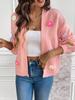 Hand Hook Flower Sweet Knitted Cardigan Sweater Coat Women's Lazy Style Casual Loose Sweater