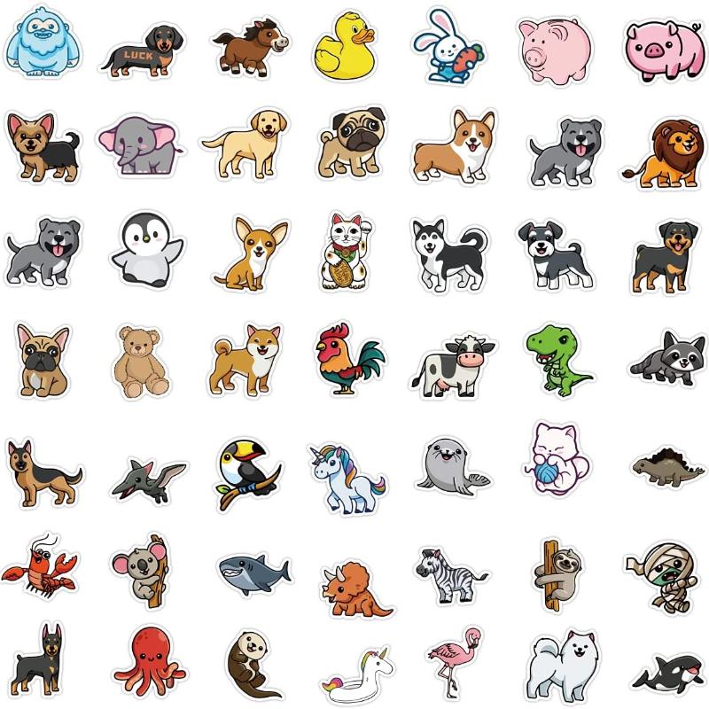 50/100 Pieces Cute Animal Stickers, Vinyl Waterproof Stickers for Laptop, Bumper, Skateboard, Water Bottle, Computer, Phone Cute Animal Stickers