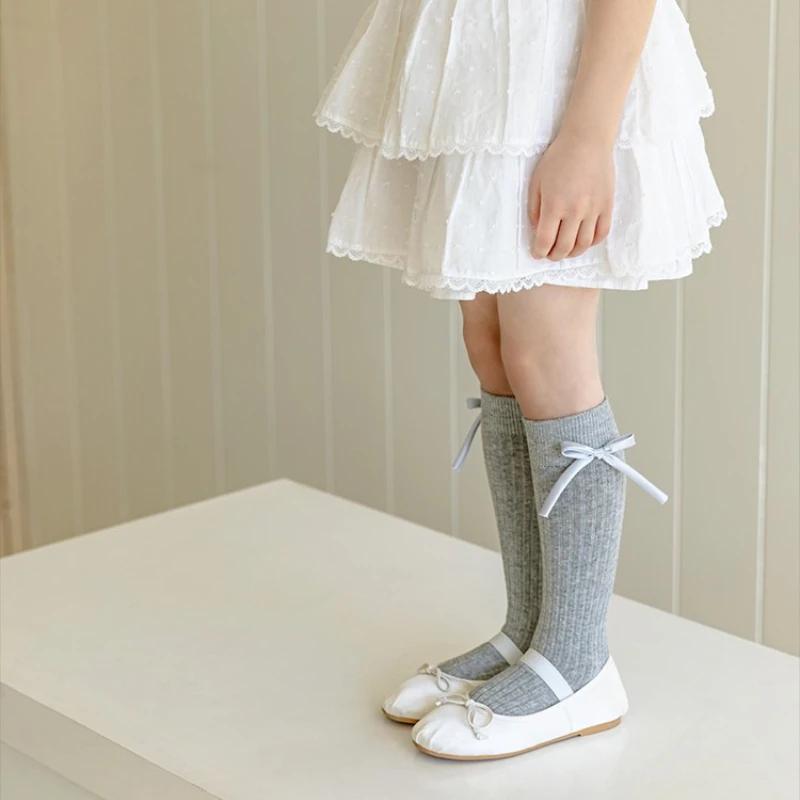 1 пара милых детских носков принцессы для девочек, милые носки с бантом конфетного цвета для детей, мягкие хлопковые модные весенне-осенние школьные носки
