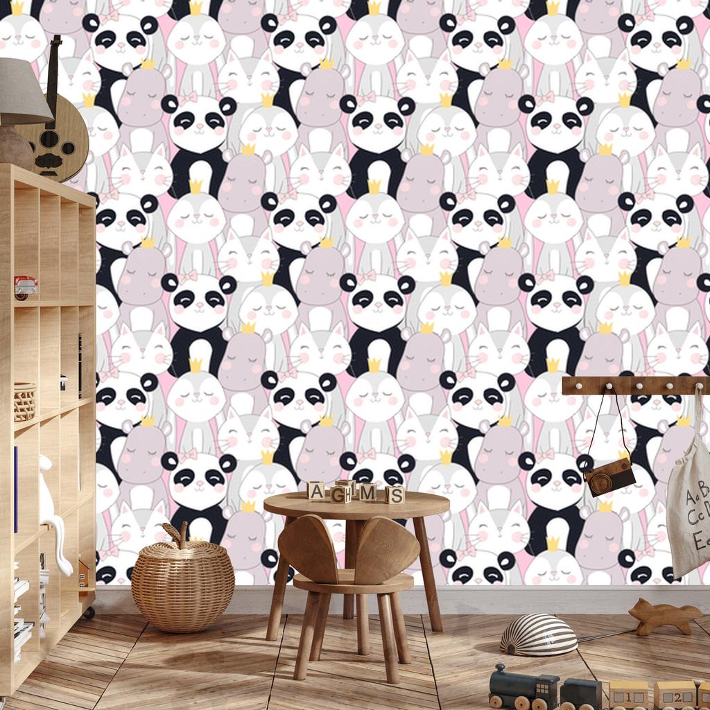 Animals in Crowns Wallpaper for Living Room and Bedroom 50x1000