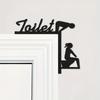 1pc Funny Toilet Door Frame Decoration - Black Wood Hanging Decor for Bathroom, Home, and Holidays