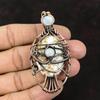 Кулон Медный с Магнезитом Дикая Лошадь Глаз Фатимы Драгоценный камень Медная Оплетка Ювелирные изделия Ручной работы Дизайнерский Кулон Радужный Лунный камень Кулон Глаз Фатимы