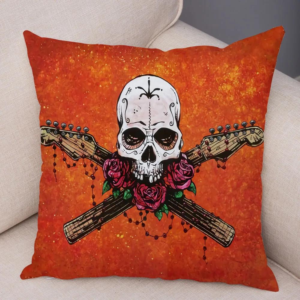 Милая мультяшная наволочка с красочным черепом, на подушку, для автомобиля, дивана, домашнего декора