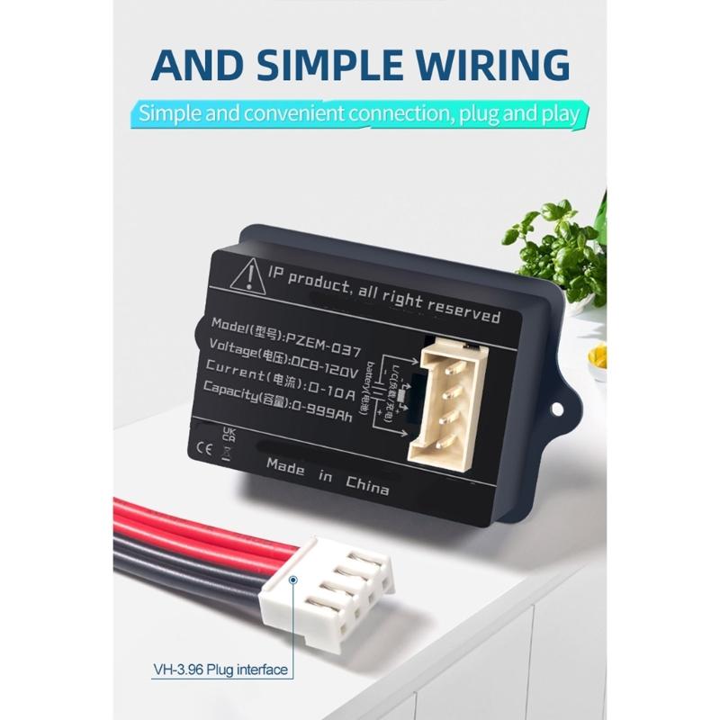 Single Screen Battery Coulomb Meter 8V to 120V Precise Amp Meter for Efficient Charging Management