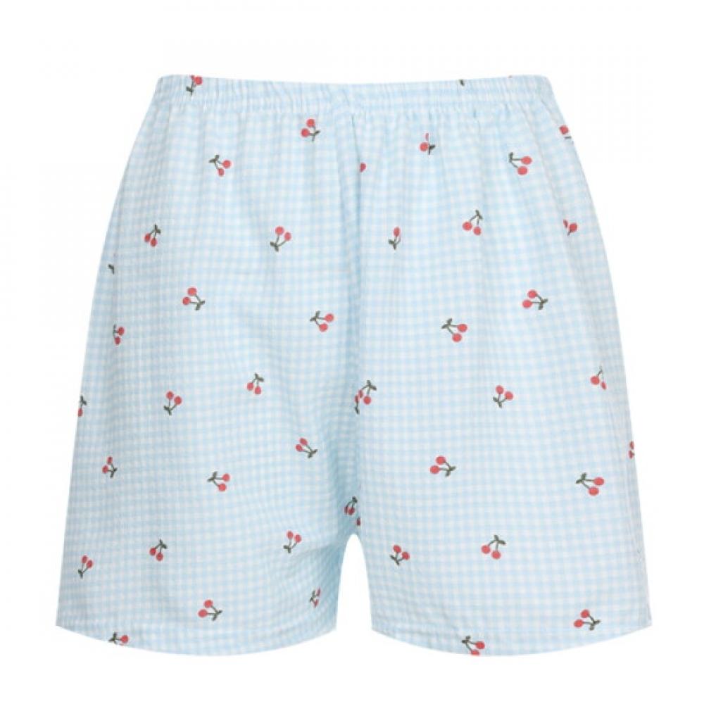 Shop Women S Cherry emboSSed Homewear elaStic ShortS Sky Blue Cha Wpt 20732