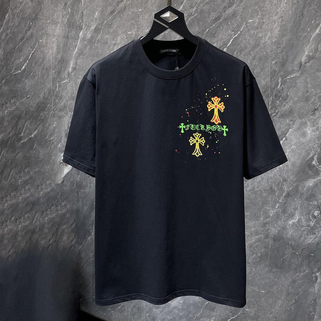 8959 CHROME HEARTS Лето 2026 Новая Высококачественная Хлопковая Футболка Свободного Кроя Большого Размера с Круглым Вырезом для Мужчин и Женщин Футболка для Пары