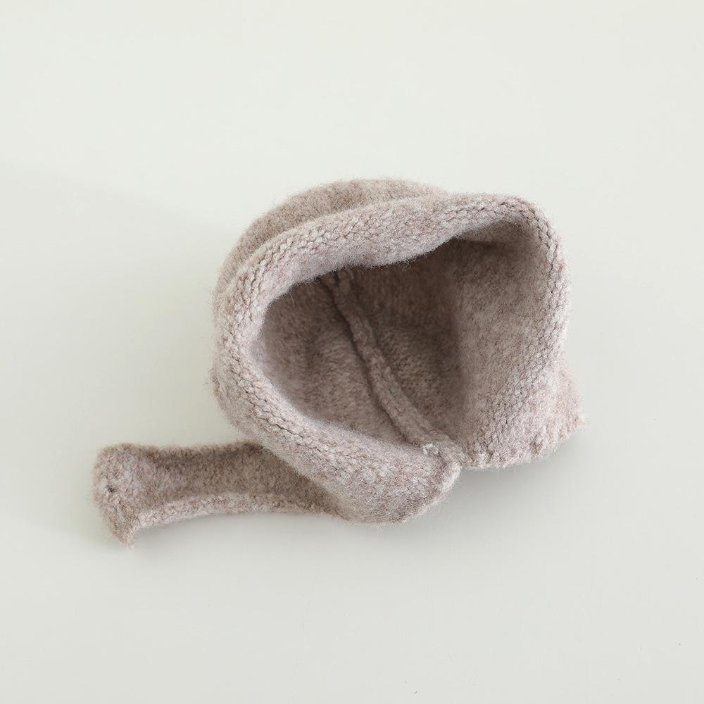 Однотонная шапка с помпоном для малышей, осенне-зимняя вязаная шапка-бини с ушками, ветрозащитная, теплая, для малышей мальчиков и девочек, шапка для защиты ушей