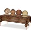 10pcs Round Imitation Wood Grain Disposable Plate Vintage Paper Food Tray Disposable Dish  Picnic
