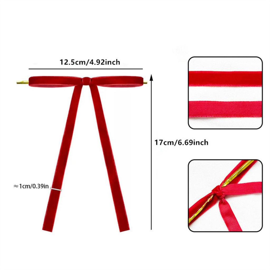 Christmas Bows Christmas Tree Ornaments for Wreaths Velvet Ribbon Bows for Indoor Outdoor Party Decorations