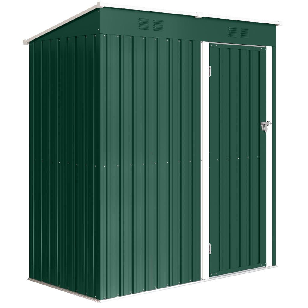Outdoor Garden Shed 1.37 m² 163x90x179 cm with Latch Door and Ventilation Slots Green