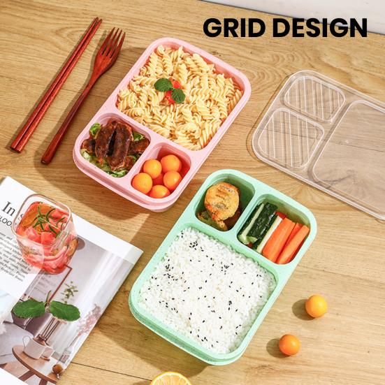 Ланч-бокс на 1000 мл, портативный 3-камерный контейнер для бенто, многоразовый контейнер для закусок для школьной работы, путешествий