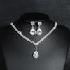 Luxury Bridal Zircon Flower Necklace & Earrings Set - Elegant Wedding Jewelry Accessories 