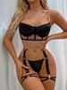 Golden Chain Straps Bra with Panties and Garter Leg Ring Set Women Sexy Lingerie Underwear Sensual Erotic Porno Sets