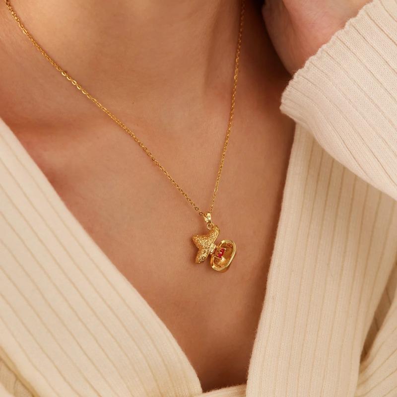 Ожерелье с подвеской в виде маленькой звезды с узором молотка для женщин, модное ожерелье с кулоном в виде пятиконечной звезды, ювелирные изделия и аксессуары