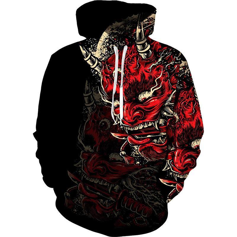 Trend Japanese Samurai Pattern Hoodies For Men Spring Autumn Long Sleeve Kids 3D Printed Pullover Loose Streetwear Harajuku Tops
