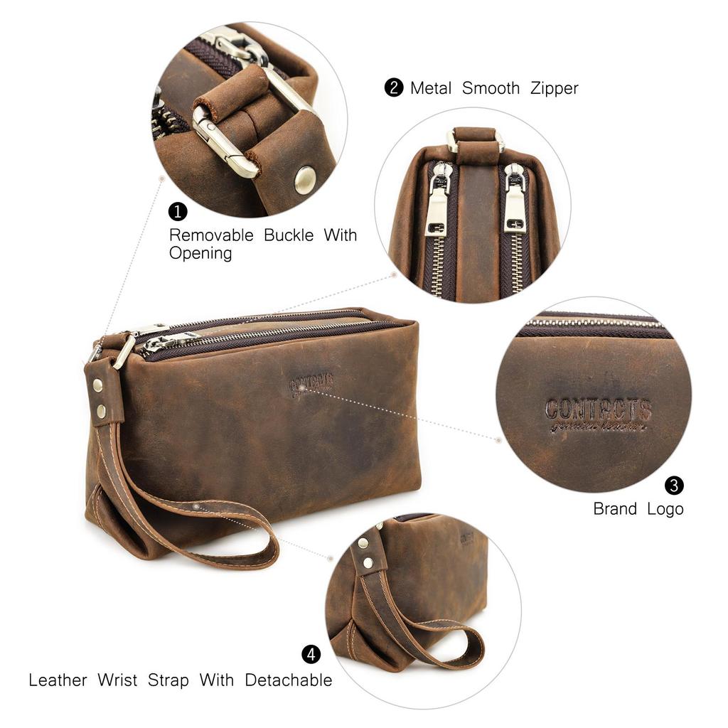 CONTACT'S High Quality Genuine Leather Clutch Bag Luxury Mobile Phone Bags Credit Card Holder Casual Men's Handbags