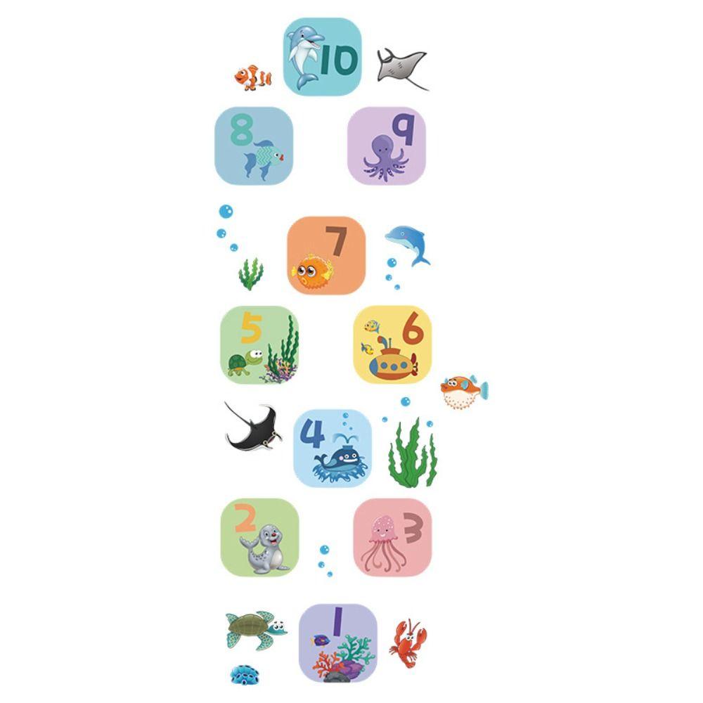 Animal Parent-child Floor Stickers Cartoon Underwater World Hopscotch Game Number Grids Decals