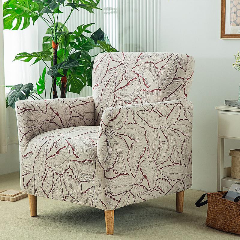 Leaves Jacquard Club Chair Cover Thicken Chenille Stretch Tub Armchair Slipcovers Living Room Elastic Single Sofa Couch Cover