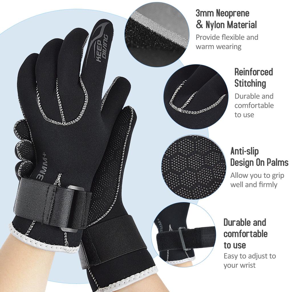 3mm Neoprene Diving Gloves Women Men Anti-slip Snorkeling Gloves for Snorkeling Swimming Surfing