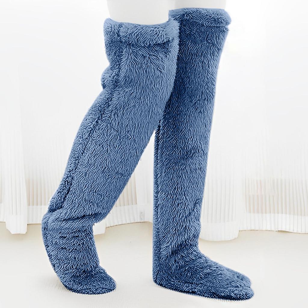 Thick Goose Down Leg Warm Knee Pad Socks Pregnant Women Elderly Cold Leg Teddy Bear High Long Floor Socks Warm Feet