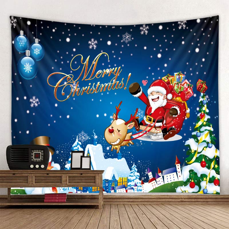 Рождественский полиэфирный настенный фон с принтом для гостиной, спальни, домашнего декора, гобелен Tapisserie de Noël