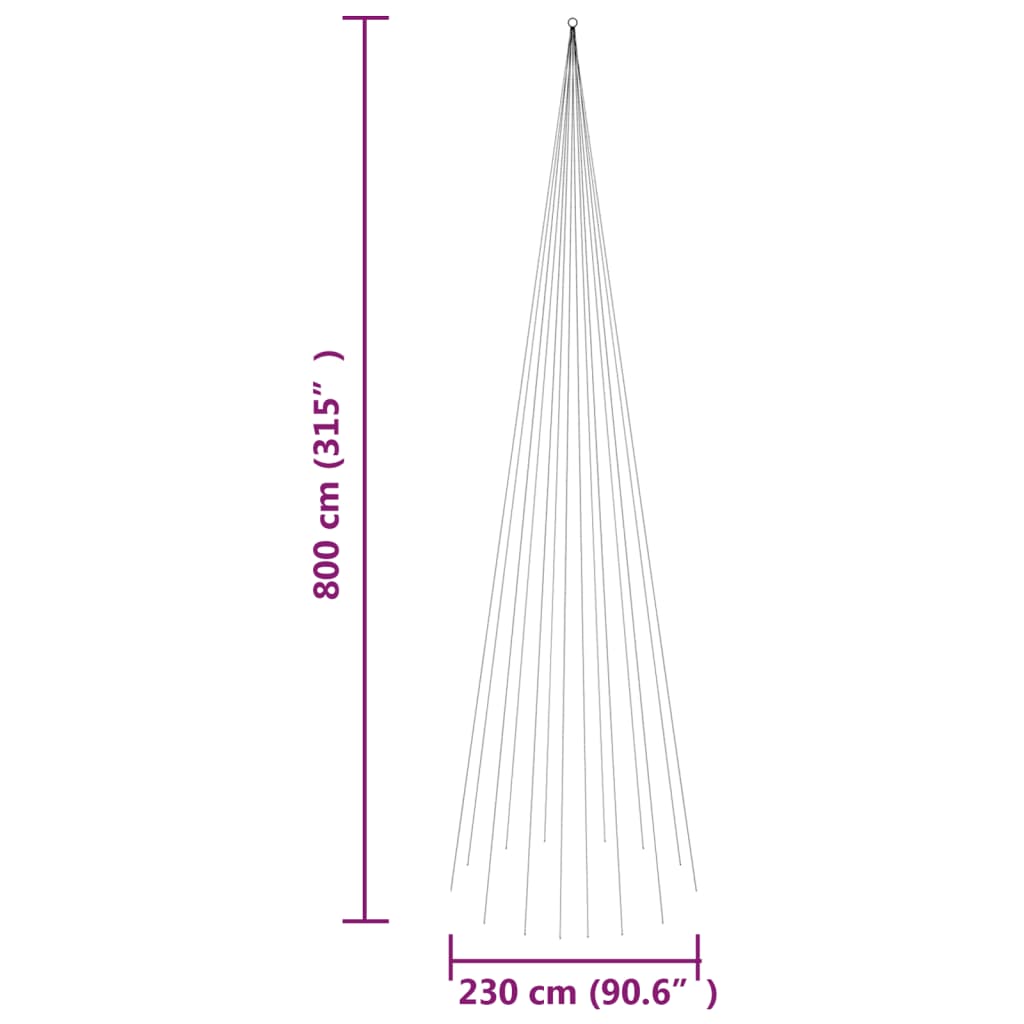 LED Christmas Tree for Flagpole Cool White 1134 LEDs 800 cm