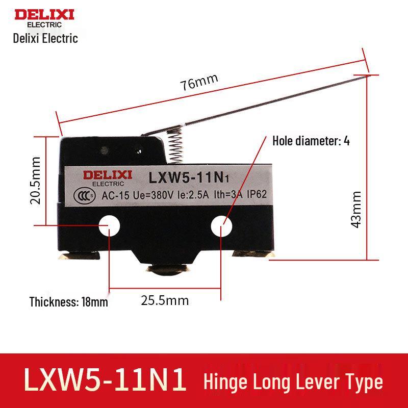 Delixi LXW5 Series Micro Switch: Travel Limit Models G1, G2, 11M, 11N1, 11Q1, 11Q2.