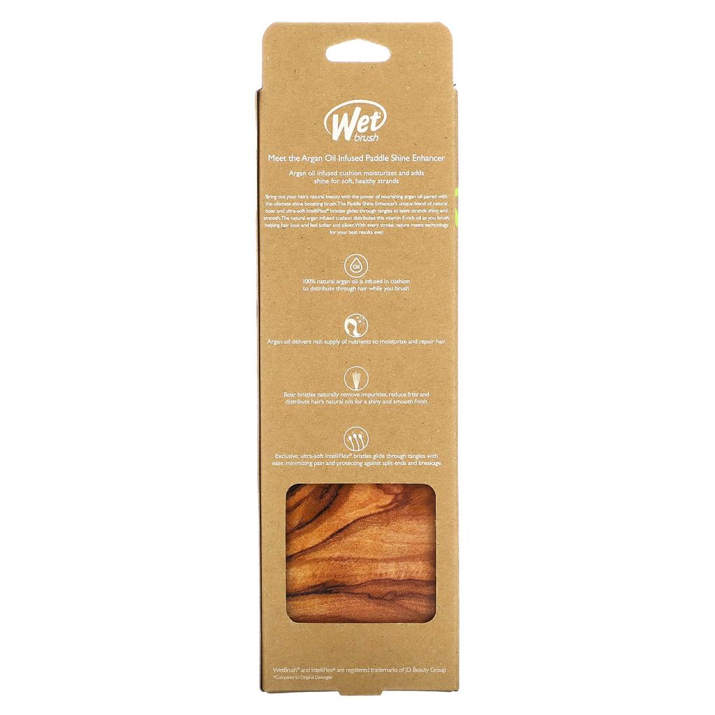 Wet Brush Кисть-скатка для придания блеска волосам с аргановым маслом, коричневая, 1 кисть