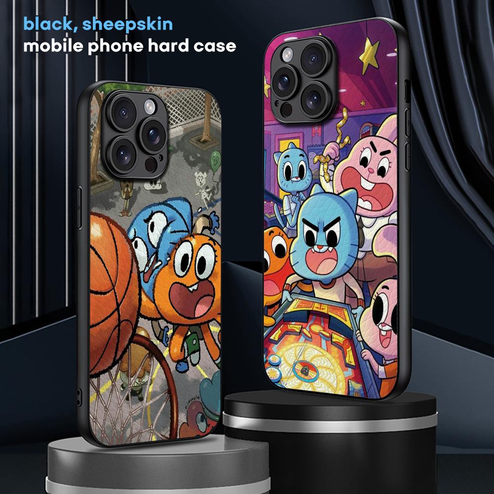 Gumball Cute cartoon design Phone Case For iPhone 16 15 14 13 12 11 Plus Pro Max Limited Black hard case Sheepskin