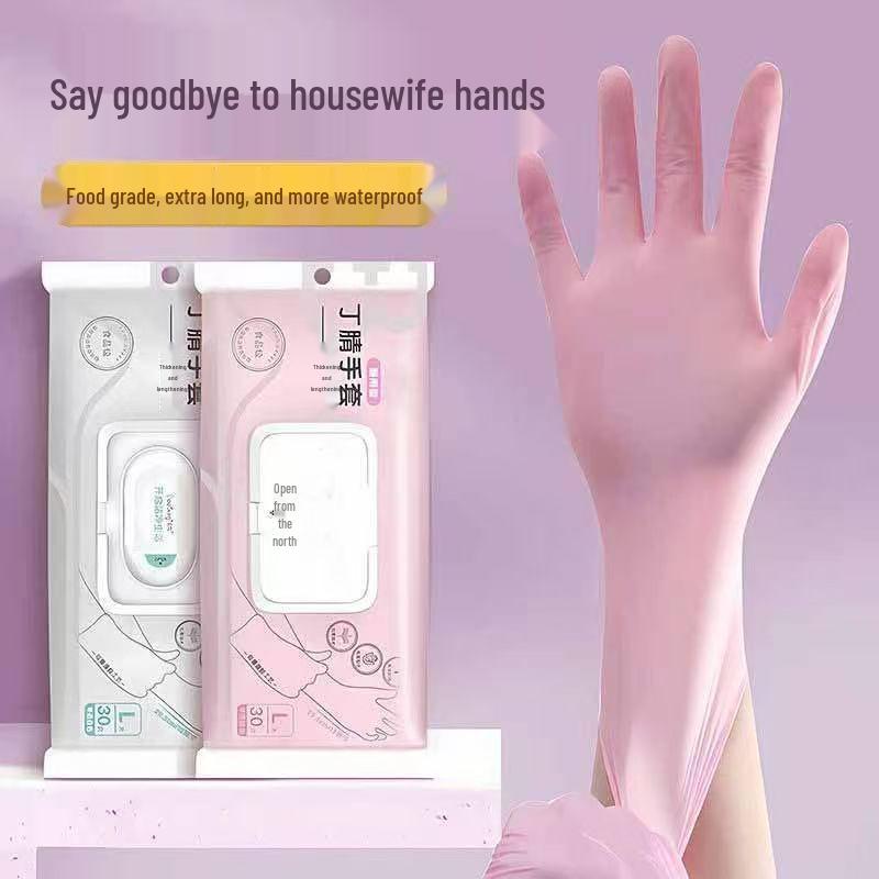 Горячие прочные нитриловые водонепроницаемые нескользящие одноразовые перчатки TikTok для работы по дому и мытья посуды