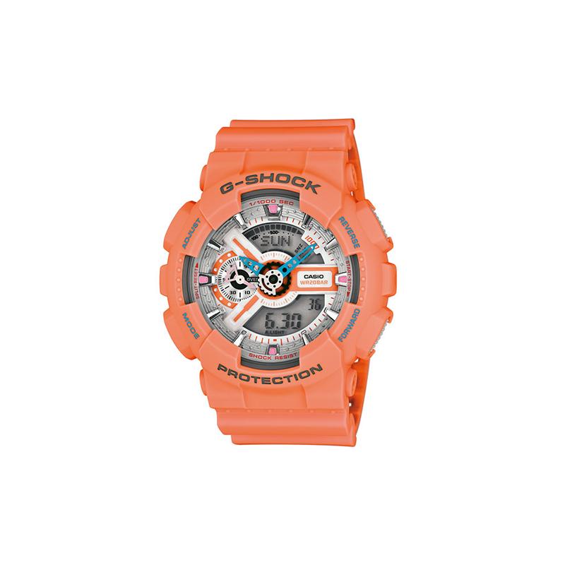 Casio Серия G-SHOCK Модный и яркий Уличная классика Стрелочный Двойной дисплей Циферблат Спортивный Водонепроницаемый Кварцевый механизм Ремешок из смолы GA-110DN-4A