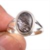 Natural Black Rutile Gemstone 925 Solid Sterling Silver Jewelry Ring S.9.5 G8q37