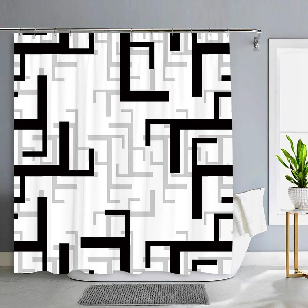 Геометрическая занавеска для душа простая современная декоративная полиэстеровая ткань машинная стирка ткань подвесная занавеска для ванной комнаты декор