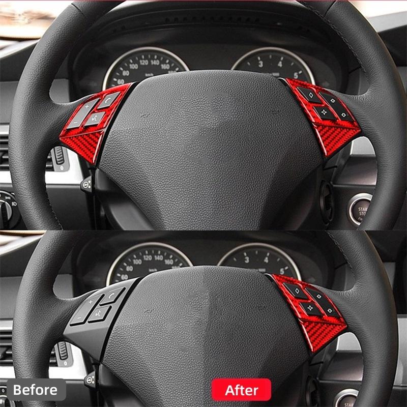 Для BMW 5 серии E60 2004-2010 автомобильные аксессуары из углеродного волокна салон автомобиля рулевое колесо панель кнопки отделка рамка крышка наклейки